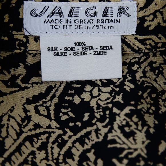 Jaeger 100% Silk Gold paisley Blouse size S - Picture 5 of 7